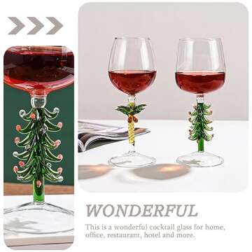 Luxshiny Vintage Christmas Tree Wine Glasses Set