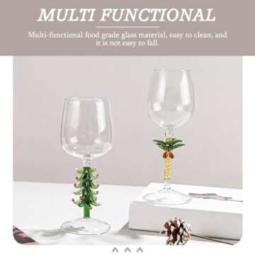 Luxshiny Vintage Christmas Tree Wine Glasses Set