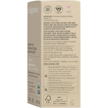 Cliganic Organic Argan Oil for Hair Face Skin - 100% Pure