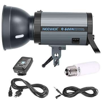 Neewer 600W GN82 Studio Flash Strobe Light Monolight with 2.4G Wireless Trigger and Modeling Lamp, R...