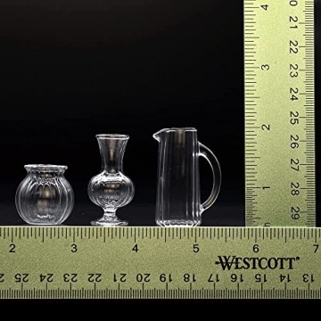 iLAND Miniature Dollhouse Glass Vases with Dried Flowers