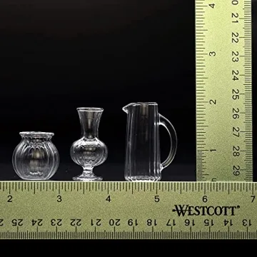 iLAND Miniature Dollhouse Glass Vases with Dried Flowers