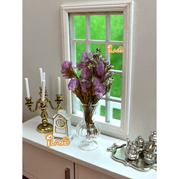 iLAND Miniature Dollhouse Glass Vases with Dried Flowers