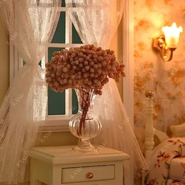 iLAND Miniature Dollhouse Glass Vases with Dried Flowers