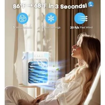 Portable Air Conditioner with Mist, LED Lights & Timer