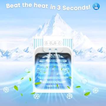 Portable Air Conditioner with Mist, LED Lights & Timer
