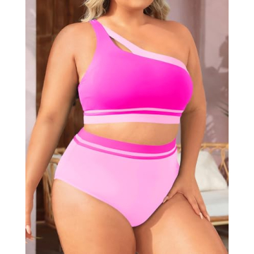 Aqua Eve Plus Size High Waisted Bikini Swimsuit for Women