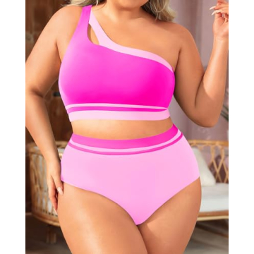 Aqua Eve Plus Size High Waisted Bikini Swimsuit for Women