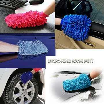 Quality Microfiber Car Wash Gloves - 2-Pack Pink/Blue