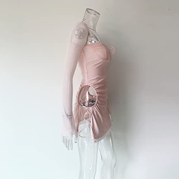 XLLAIS Puff Sleeve Mini Bodycon Mesh Dress - Perfect for Parties