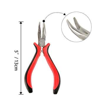 Hair Extension Tools Kit – Plier - Pulling Hook - Bead Device Tool Kits with 200 Pieces 5mm Silico...