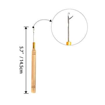 Hair Extension Tools Kit – Plier - Pulling Hook - Bead Device Tool Kits with 200 Pieces 5mm Silicone Lined Micro Rings (200Pcs, Dark Brown Beads)