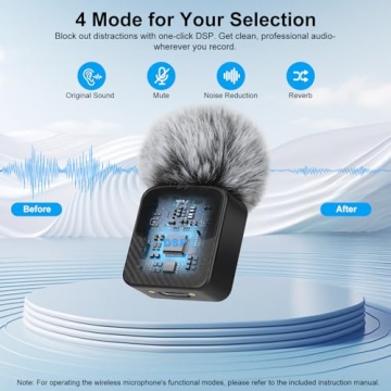 YUANRAN Mini Wireless Lavalier Microphone for iPhone/Android/Tablets, Magnetic Mini Mic with Noise R...