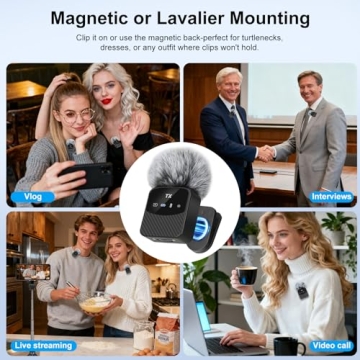 YUANRAN Mini Wireless Lavalier Microphone with Noise Cancellation