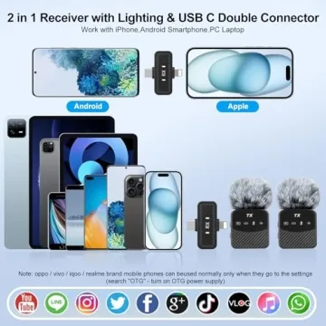 YUANRAN Mini Wireless Lavalier Microphone with Noise Cancellation