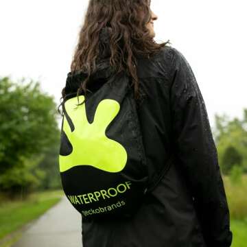 geckobrands Drawstring Travel Backpack 10L - Waterproof Lightweight Travel Dry Bag for Beach, Hiking, and Light Water Activities for Men & Women