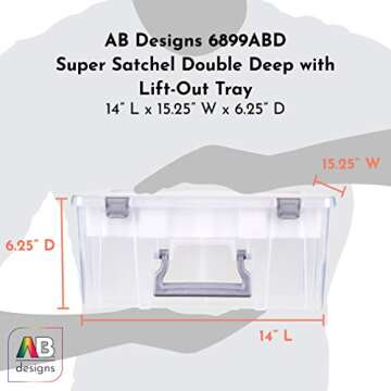 AB Designs 6899ABD Super Satchel Double Deep with Lift-Out Tray and Removable Dividers, Stackable Ho...