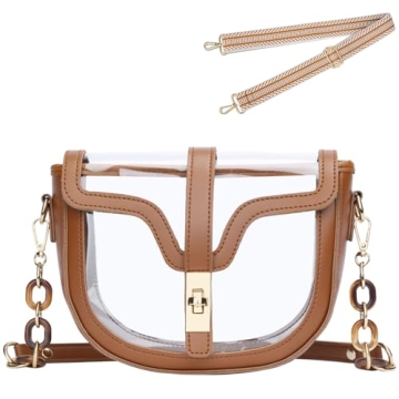 KKXIU Clear Crossbody Bag for Women Stadium Approved Vegan Leather Concert Shoulder Sports See-Throu...
