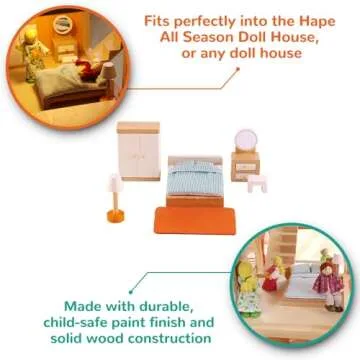 Hape Parent's Bedroom Set - Eco-Friendly Dollhouse Fun