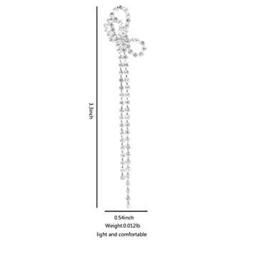 Sterling Silver Rhinestone Dangle Earrings for Women, Hypoallergenic Long Tassel Drop Bridal Jewelry...