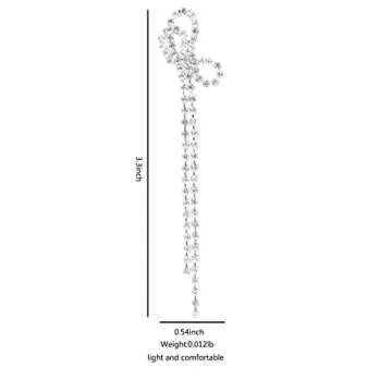 Sterling Silver Rhinestone Dangle Earrings for Women, Hypoallergenic Long Tassel Drop Bridal Jewelry...