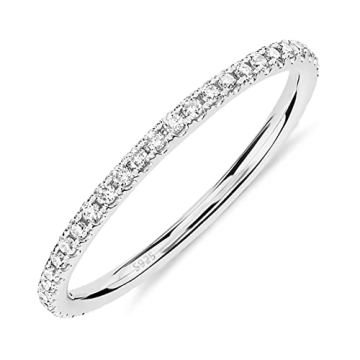 PAVOI Rhodium Plated CZ Stackable Ring - Elegant Eternity Band for Women