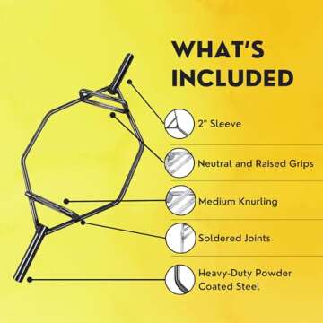 HulkFit Olympic 2-Inch Hex Weight Lifting Trap Bar, Closed Trap Bar, Black