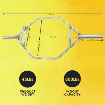 HulkFit Olympic 2-Inch Hex Weight Lifting Trap Bar, Closed Trap Bar, Black