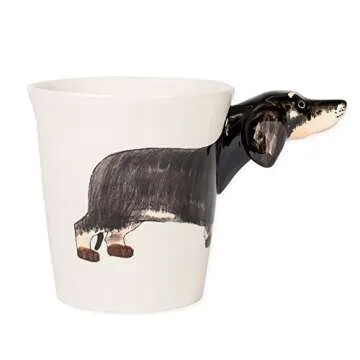 Adorable Dachshund Mug - Hand-Painted Ceramic Coffee Mug