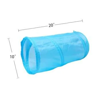 iCAGY Cat Tunnel for Indoor Cats Interactive, Rabbit Tunnel Toys, Pet Toys Play Tunnels for Cats Kittens Rabbits Puppies Crinkle Pop Up Sky Blue 20"