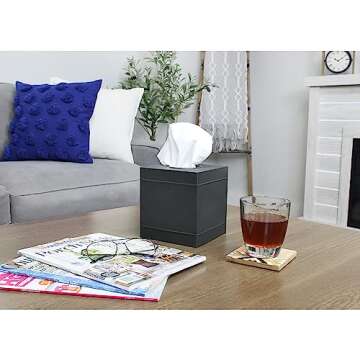 AuldHome Design Galvanized Tissue Box Cover; Square Distressed Farmhouse Vintage Style Decor Tissue Holder