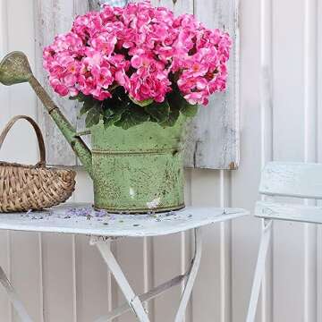 CISDUEO 4 Pcs Artificial Geraniums Silk Flowers Outdoor Artificial Geranium Bush Pink Faux Flowers Geraniums for Floral Home Decor Outdoor Indoor Garden Patio Grave Cemetary Vase Table Centerpiece