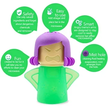 Abnaok Microwave Cleaner, Angry Mama Microwave Cleaner Microwave Oven Steam Cleaner Easily Clean in Minutes Cleans Add Vinegar and Water for Home or Office with English Manual (Green)