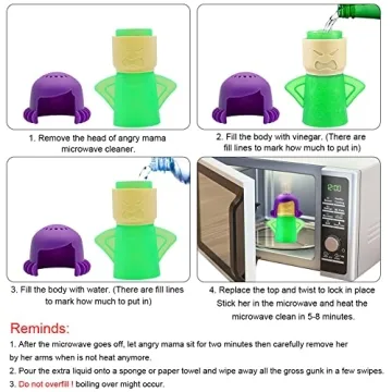 Abnaok Microwave Cleaner, Angry Mama Microwave Cleaner Microwave Oven Steam Cleaner Easily Clean in Minutes Cleans Add Vinegar and Water for Home or Office with English Manual (Green)