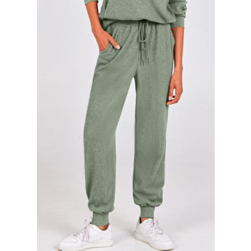 PRETTYGARDEN Womens 2 Piece Sweatsuits Set Long Sleeve Half Zip Pullover Sweatshirt Joggers Sweatpants Spring Outfits Tracksuit (Light Green,Large)
