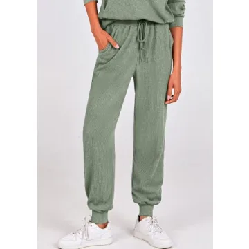 PRETTYGARDEN Womens 2 Piece Sweatsuits Set Long Sleeve Half Zip Pullover Sweatshirt Joggers Sweatpants Spring Outfits Tracksuit (Light Green,Large)