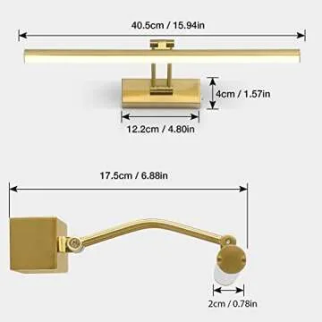 FUNCHDAY Wireless Picture Light,5000mAh Battery Operated Picture Light with Remote, Art Light with Timer,16“ Full Metal Picture Frame Light for Paintings, Gallery,Wall (Brass)