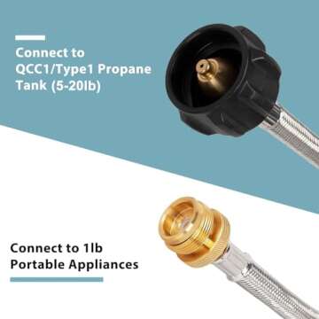 SHINESTAR Propane Hose Adapter & 5 FT Braided Hose for Buddy Heaters, Coleman Stoves, Blackstone 17"...