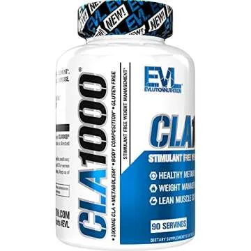 Evlution Conjugated Linoleic Acid CLA Pills - CLA 1000mg Diet Pills to Support Weight Loss Fat Burning Lean Muscle and Faster Metabolism - Stimulant-Free Safflower Based Fat Loss Support - 90