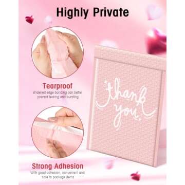 Cozymood Bubble Mailers 8.5 x 12 Inch 40 Pack Usable Size 8.5 x 11'' Thank You Pink Bubble Mailer Waterproof Padded Envelopes Self Seal Cushioning for Gifts Packaging, Mailing, Small Business Bulk