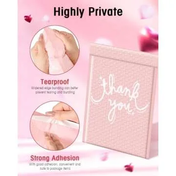 Cozymood Bubble Mailers 8.5 x 12 Inch 40 Pack Usable Size 8.5 x 11'' Thank You Pink Bubble Mailer Waterproof Padded Envelopes Self Seal Cushioning for Gifts Packaging, Mailing, Small Business Bulk