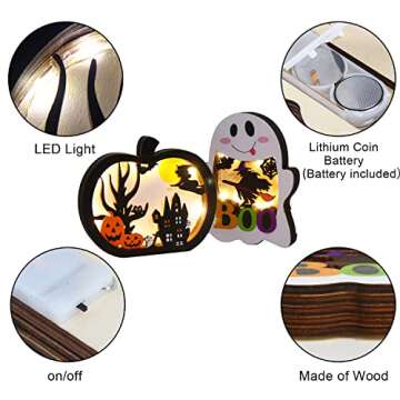 SULOLI Lighted Pumpkin & Ghost Lanterns for Halloween