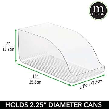 mDesign Compact Plastic Kitchen and Pantry Storage Organizer Bin for Tall Skinny Soda/Pop Cans - Kitchen, Pantry, Refrigerator - Clear