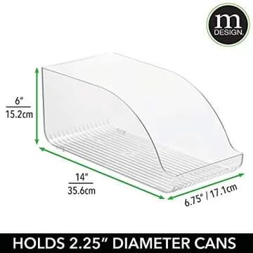 mDesign Compact Plastic Kitchen and Pantry Storage Organizer Bin for Tall Skinny Soda/Pop Cans - Kitchen, Pantry, Refrigerator - Clear