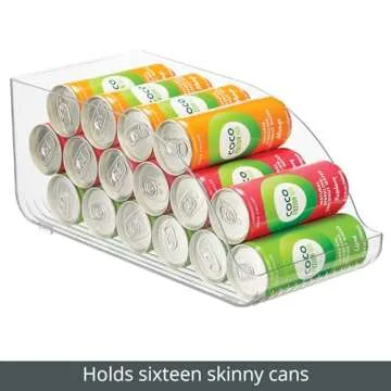 mDesign Compact Plastic Kitchen and Pantry Storage Organizer Bin for Tall Skinny Soda/Pop Cans - Kitchen, Pantry, Refrigerator - Clear