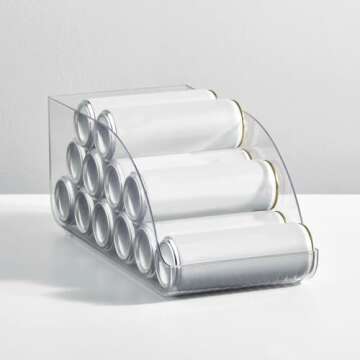 mDesign Compact Plastic Kitchen and Pantry Storage Organizer Bin for Tall Skinny Soda/Pop Cans - Kitchen, Pantry, Refrigerator - Clear