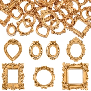 60 Pcs Mini Frame, Vintage Resin Picture Frame, Antique Photo Resin Frame DIY Small Photo Frame for ...