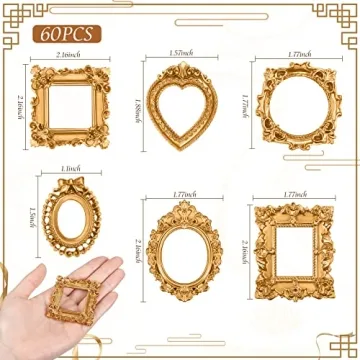 60 Pcs Mini Frame Set Decorative Resin Picture Frame
