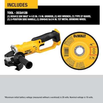 DEWALT DCG412B 20V MAX* Lithium Ion 4-1/2” grinder (Tool Only)