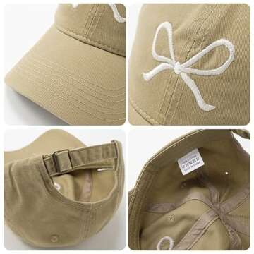 Trendy Bow-Tie Baseball Cap for Women and Men Trucker Hats Y2k Adjustable Fashion Sun Hat with Visor for Hiking & Travel White